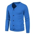 thumbnail image 2 of Suéter tipo cárdigan con cuello en V de color liso para hombre de otoño, 2 of 4