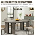thumbnail image 3 of Fnova 70.86" Rectangular Farmhouse Dining Table, Wood Coffee Table for 6 People, Modern Kitchen Table for Dining Room, Gray (Chairs Not Included), 3 of 8