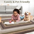 thumbnail image 5 of Garvee 2'x6' Farmhouse Bordered Runner Rug Braid Printed Carpet, Washable Soft Non Slip Rug for Hallway Bedroom Entryway, Brown and Green, 5 of 7