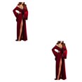 thumbnail image 3 of Sonducket Poliéster Mujer Camisón Cárdigan Color sólido Encaje Elegante Invierno Otoño Manga larga Hotel Dormitorio Ropa de dormir 2piezas, 3 of 6