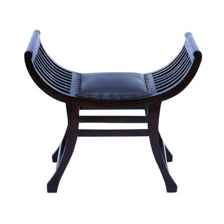 Upc 758647377008 Asian Wooden Leather Curved Seat Bench Stool