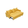 thumbnail image 5 of 80-inch Convertible Sofa Bed, Corduroy L-shaped Couch with Storage Seat & 2 Pillows, Modern Soft Lazy Chair with Pull-Out Ottoman for Living Room Office Apartment, Yellow, 5 of 8