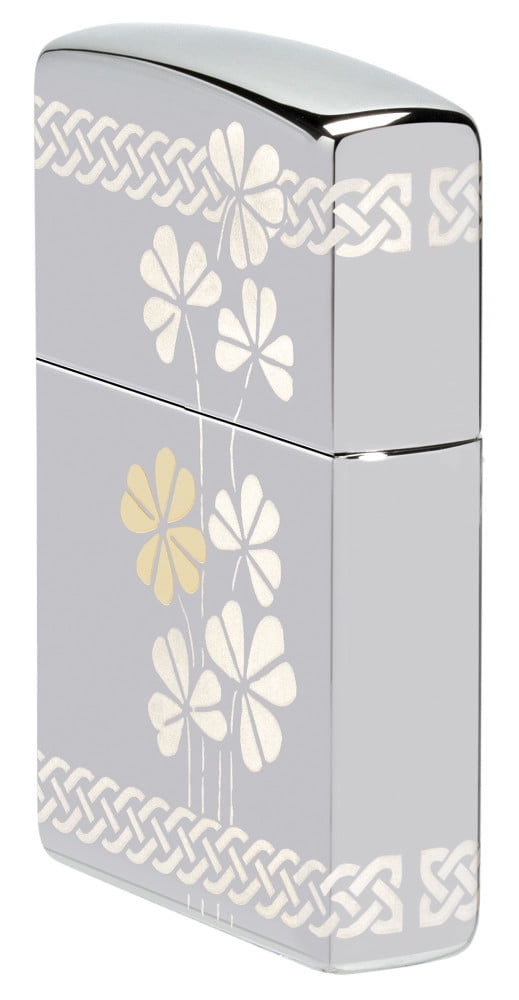 Zippo Laser 360° Clover Design High Polish Chrome Pocklet Lighter