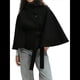 thumbnail image 3 of Ponchos con Mangas de Murciélago para Mujer, Abrigo de Lana con Cuello Alto y Cinturón, Chaqueta Corta de Invierno Negro L, 3 of 7