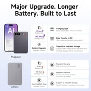 Soifcik AI Voice Recorder with GPT-4o Transcription & Summary, Magnetic Call Recorder for iPhone/Android, 64GB Audio Recorder, Free 600 Mins, App Control with Playback for Meetings & Lectures (Gray)