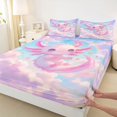 thumbnail image 5 of Meiyoeat Pink Cartoon Axolotl King Sheets 4Pcs,Dreamy Star Cloud Pattern Bedding,1 Flat Sheet,1 Fitted Sheet and 2 Pillowcases, 5 of 6