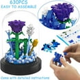 thumbnail image 2 of Blue Enchantress Bouquet Building Kit, Blue Enchantress Bouquet Building Blocks, Flower Decoration Rose Forever with Dust Cover for Mom and Her Lover Girl, 2 of 7