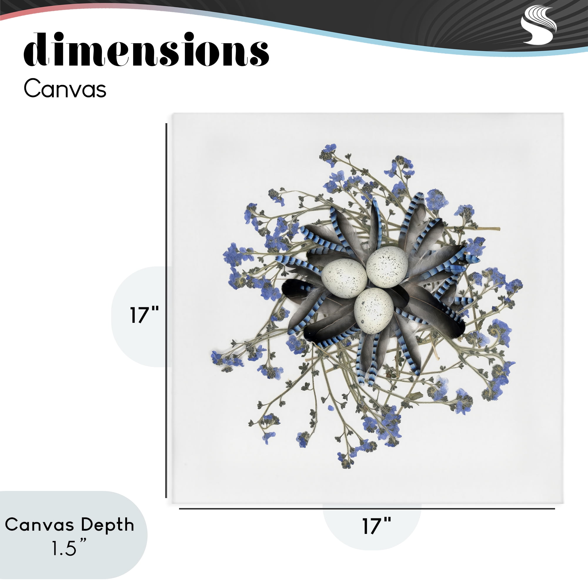 Stupell Industries Feathered Nest & Blue Florals Canvas Wall Art, design by Beth Adoette