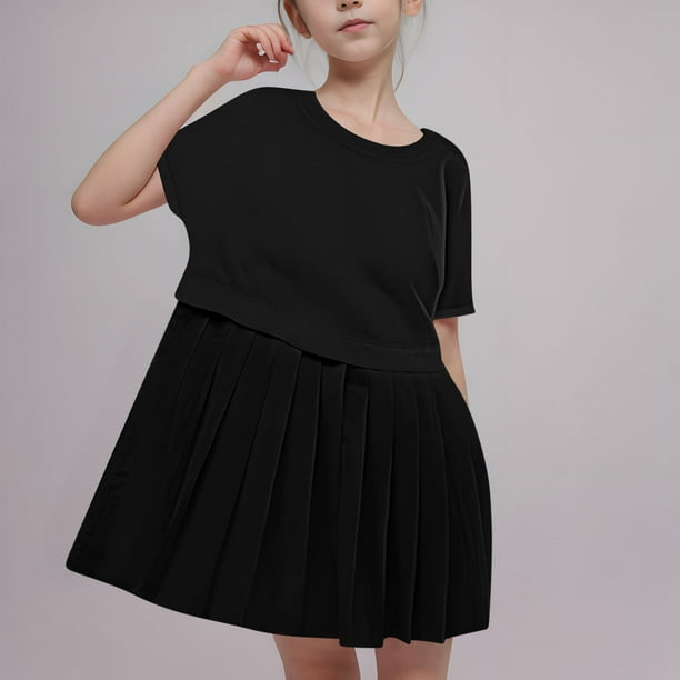 Odeerbi 5-14 Años Niñas Verano Patchwork Plisado Vestido Línea A