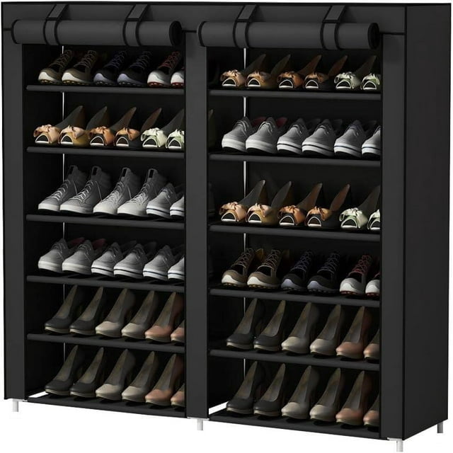 Stanz (TM) 6 Tier 36 Pairs Shoe Rack Portable Storage Free Standing Shoe Organizer with Non-Woven Fabric Cover,Black