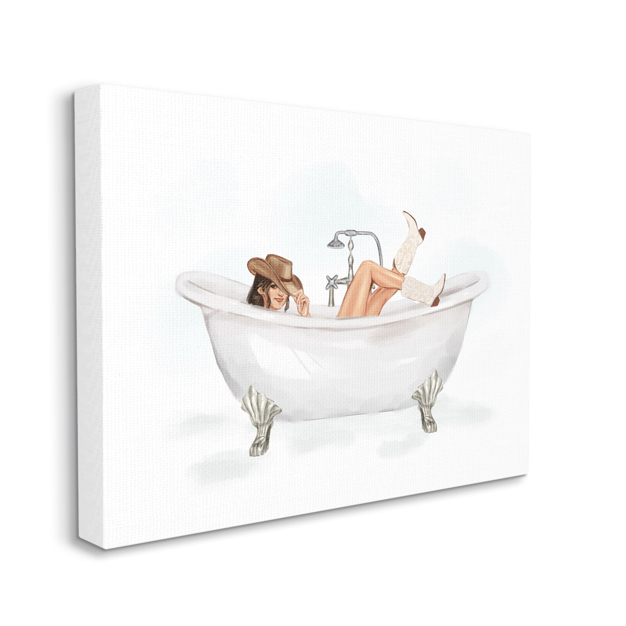 Stupell Industries Cowgirl in Bathtub Typography Painting Gallery Wrapped Canvas Art Print Wall Art, 40 x 30