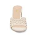 thumbnail image 3 of YDN Women Open Round Toe Woven Mules Slip on Cutout Chunky High Heels Casual Dressy Work Slide Sandals Size 7 Ivory, 3 of 6