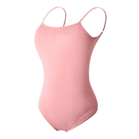 Virmaxy Womens Alluring Slim Bodysuit Ballet Dance Practice Clothes Halter Backless Dress Jumpsuit Dance Practice Suit Suspender Backless Jumpsuit Gymnastics Suit Body Suit Pink S