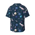 thumbnail image 2 of Vsdgher Space Dinosaur Print Men's Wrinkle Free Untucked Cuban Shirt Business Casual Button Down Shirts Short Sleeve Shirt, 2 of 7