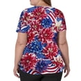 thumbnail image 5 of JoveMarine Women's V-Neck Short Sleeve Scrub Top with Pockets Independence Day Printed Work Blouse Spring Summer Casual Uniform for Daily Work Blue 2XL, 5 of 6