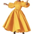 thumbnail image 2 of SMihono Womens 1950s Vintage Dresses Mock Neck Long Sleeve A Line Formal Church Cocktail Swing Dress with Belt Yellow XL, 2 of 4