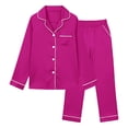 thumbnail image 4 of Kids Satin Pajama Set, 2-Piece Long Sleeve Top and Pants Outfit for Boys & Girls 5-14 Years, Soft Comfortable Sleepwear for Spring Summer Nightwear, Family Matching Loungewear Hot Pink, 4 of 4