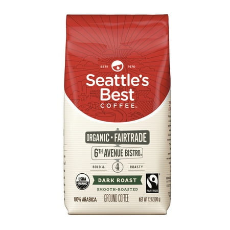 Seattle's Best Coffee 6th Avenue Bistro (Previously Signature Blend No. 4) Fair Trade Organic Dark Roast Ground Coffee, 12-Ounce