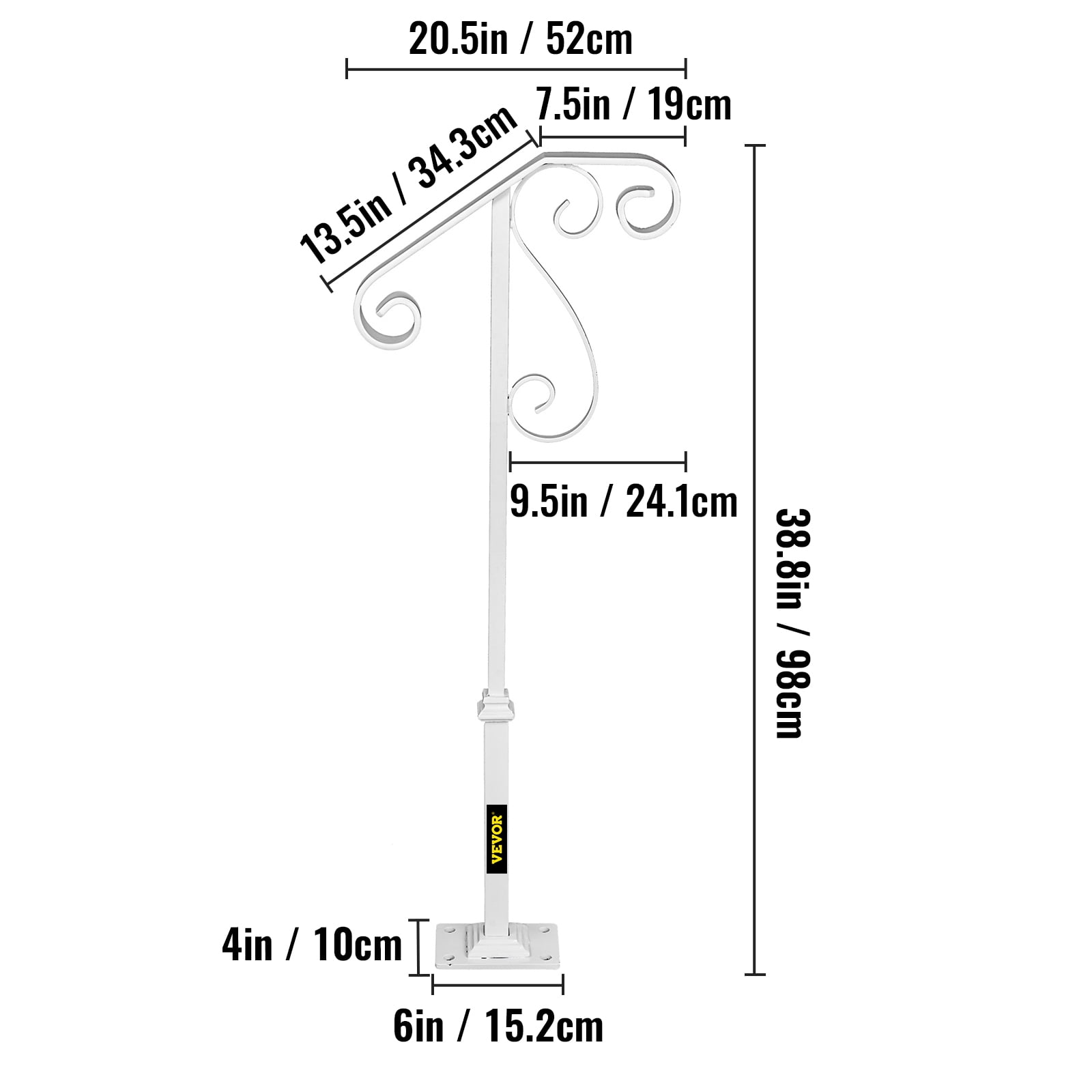 Buy VEVOR Single Post Handrail Fits 1 or 2 Steps Wrought Iron Post