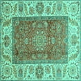 thumbnail image 1 of Ahgly Company Indoor Square Abstract Turquoise Blue Modern Area Rugs, 7' Square, 1 of 4