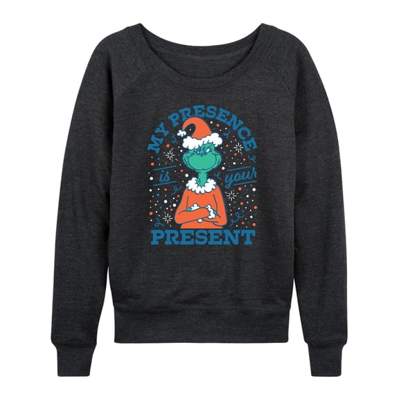 Dr. Seuss The Grinch - Christmas - My Presence Is Your Present - Women's Lightweight French Terry Long Sleeve Shirt