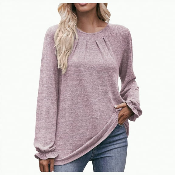 Godom Long Sleeve Shirts Womens Pleated Business Casual Blouses with Smocked