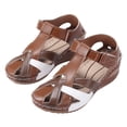 thumbnail image 6 of Bibifish Womens Wedge Ankle Strap Sandals Two Tone Closed Toe Side Cutout Adjustable Strap Open Side Summer Outdoor Casual Ladies Sandals, 6 of 8