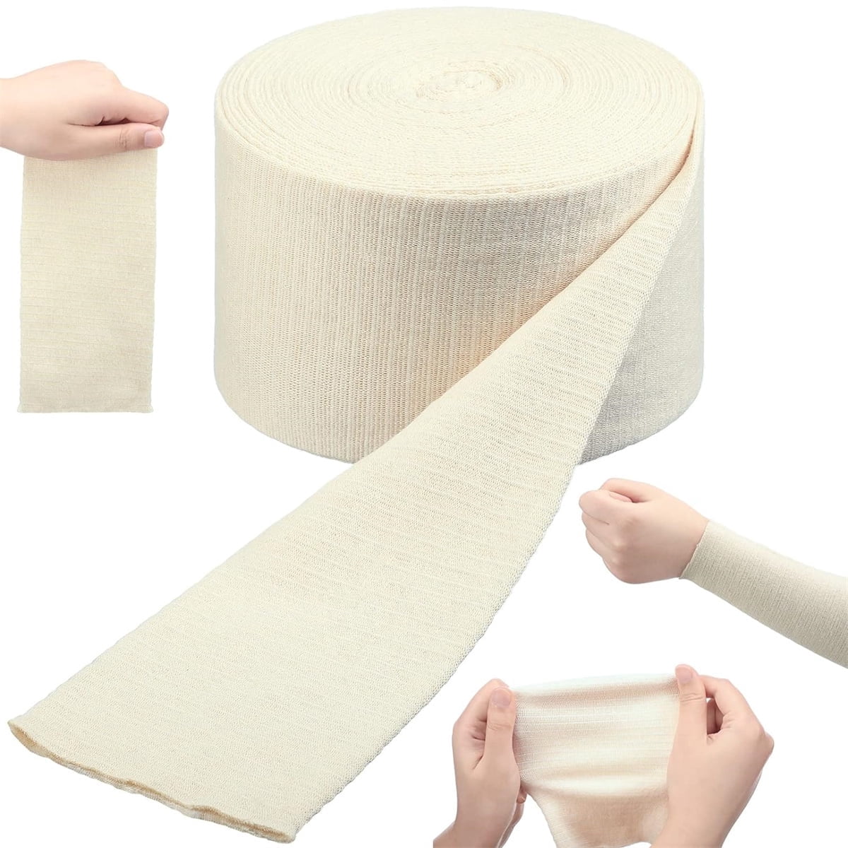 Tubing Compression Bandage 1 Pc,Tube Sleeve Bandage for Cast Plaster,Elasticated Tubular Support Bandage,Cotton Elastic Support Bandages,Tubular Stocking for Arm&Leg (Beige)