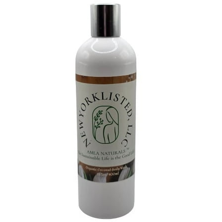 AMLA NATURALS Organic Coconut Body Wash with Aloe & Vitamin E, 13.5 fl oz | Moisturizing, Vegan, Cruelty-Free
