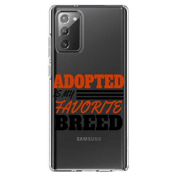 DistinctInk Clear Shockproof Hybrid Case for Samsung Galaxy Note 20 (6.7" Screen) - TPU Bumper Acrylic Back Tempered Glass Screen Protector - Adopted is My Favorite Breed