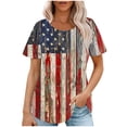 thumbnail image 1 of Fiudx Ofertas Flash Artículos En Oferta Tops Estampados Informales de Manga Corta con Cuello Redondo y Estampado Del Día de La Independencia para Mujer, 1 of 5