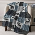 thumbnail image 2 of Flannel Fleece Throw Blanket Deer Bear Retro Grey Plaid Lightweight Soft Plush Blankets,Forest Animal Shadow Cozy Warm Throw Blanket for Couch Sofa Bed Car Office All Season Use 40x60in, 2 of 9