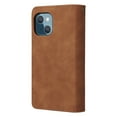 thumbnail image 4 of iPhone 13 Mini Wallet Case, Soft Leather Zipper Magnetic Buckle Horizontal Flip Cover with 5 Card Slots, Brown, 4 of 8