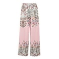 thumbnail image 4 of Dress Pants Women Petite High Waisted Wide Leg Summer Beach Vacation Pants Boho Lounge Casual Palazzo Trousers, 4 of 8