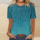 thumbnail image 5 of Blusas para las Mujeres Casual Impreso Cuello Redondo Manga Corta Camiseta Top, Tops Cortos para las Mujeres Primavera Verano, 5 of 8