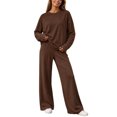 thumbnail image 2 of Plus Size Women's Casual Sets Fall 2 Piece Outfit Long Sleeve Round Neck Top and Wide Leg Pants with Pockets Lounge Set, 2 of 7