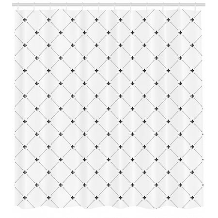 Fleur De Lis Shower Curtain Shabby Chic Style Damask Pattern With