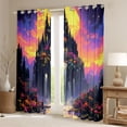 thumbnail image 2 of Homewish Princess Castle Blackout Curtains Set of 2 (52x84 Each) for Girls, Rainbow Moon Stars Curtain, Colorful Flower Decor, 2 of 5