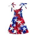 thumbnail image 5 of KPOPLK Girls Dress Toddler Kids 4th of July Dress Flutter Sleeve Summer Dresses Casual Sundress Clothes(4-5 Years,White), 5 of 5