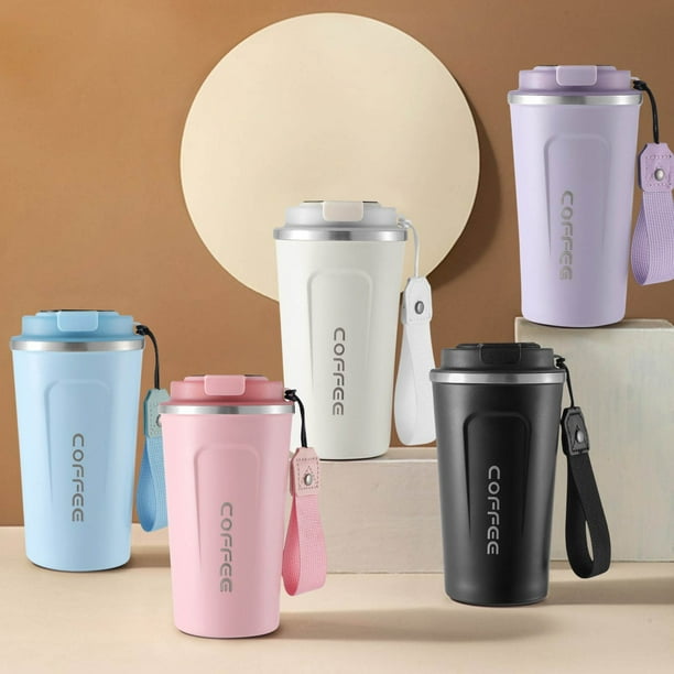 Taza de Viaje Térmica de Acero Inoxidable de 510 Ml con Pantalla Inteligente de Temperatura, Asa y Cuerda para Levantar, Taza de Café Portátil para Coche.