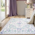 thumbnail image 2 of Purple Floral Rugs For Girls, Washable Bow Area Rug For Living Room, Cute Ultra-Thin Non Slip Indoor Decor Carpet For Nursery Kids Room Bedroom Playroom 1x2ft, 2 of 6