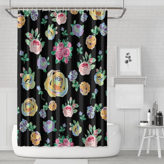 Watercolor Butterfly and Floral Bloom Curtain 72x72 Inches, Vintage Botanical Garden Design