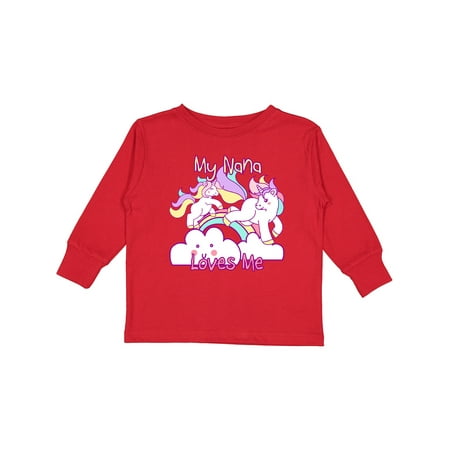 

Inktastic My Nana Loves Me Unicorn Girls Long Sleeve Toddler T-Shirt
