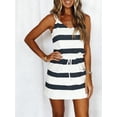 thumbnail image 5 of Womens Summer Trendy Striped Dresses Sleeveless Halter Strap Mini Dress with Pockets Black S, 5 of 6