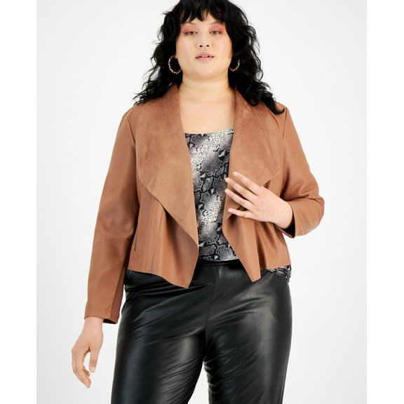 Women's Faux-Leather Flyaway Jacket Clove Spice 3X