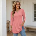 thumbnail image 6 of Womens 3/4 Sleeve V Neck Tunic Tops Summer Loose Fit Blouses Daily Vacation Casual T-Shirts, 6 of 7