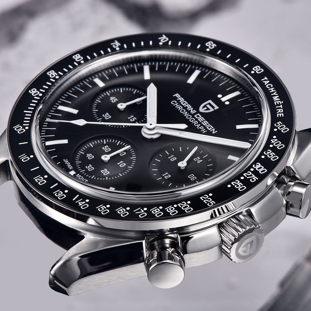 PAGANI DESIGN Men's Quartz Watches 40mm New Release full Stainless Steel Waterproof Sports Chronograph Wrist Watch for Men Sapphire Dial Glass