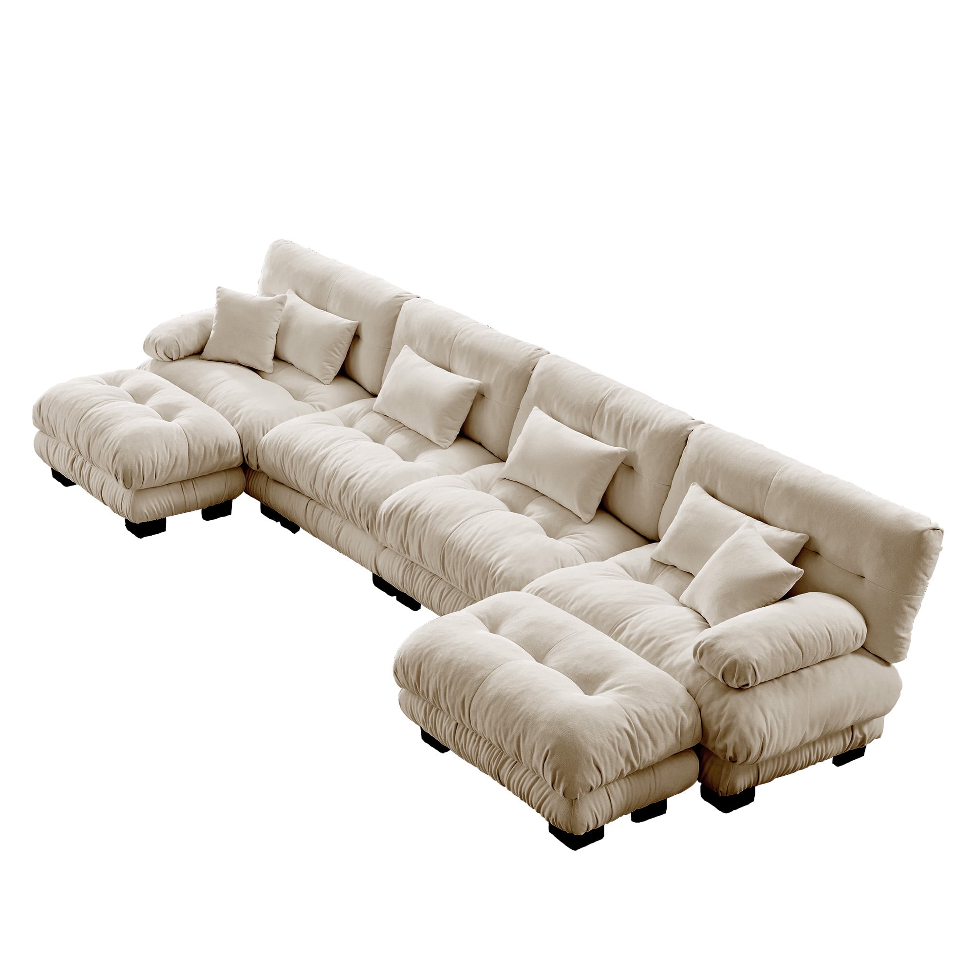 Gewnee White Chenille Cloud Couch 2 Seater Sofa for Living Room, Chenille 2 - Seat sofa with 2 Lumbar pillows and 2 throw pillows,