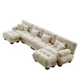 thumbnail image 5 of KYLE & KAY Convertible Sectional Sofa Couch, Chenille Oversized 4 Seater Cloud Couch with 6 Soft Pillows, Upholstered U Shaped Sofa with Ottoman for Living Room, Apartment, Office, Light Coffee, 5 of 7