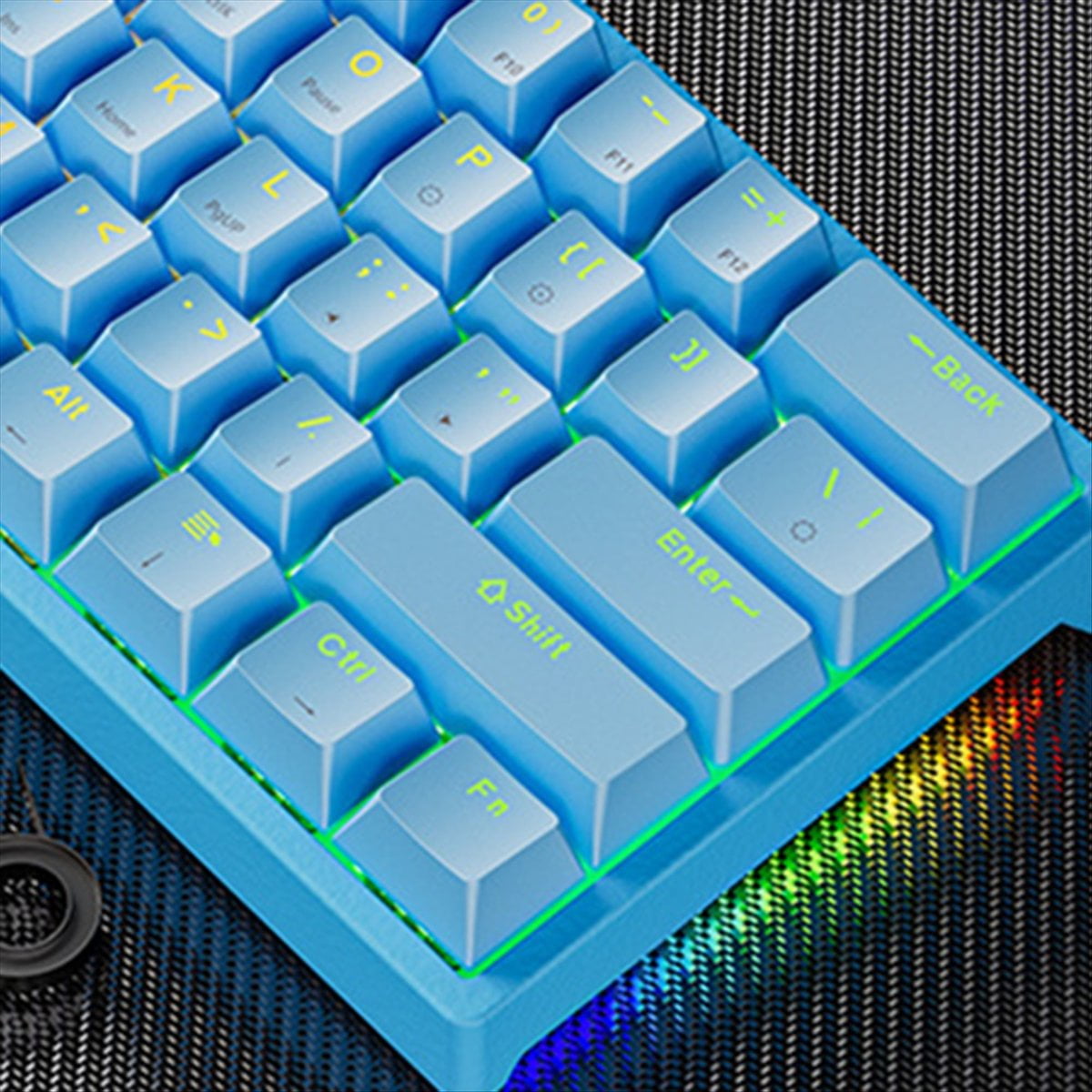 USB Gaming Mechanical Keyboard 61 Keys Red Switch Wired Detachable Cable RGB Backlight Hot Swappable